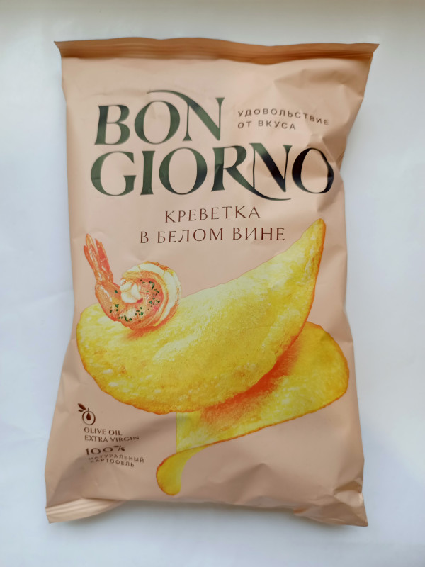 Чипсы из натур карт.Bon GIORNO.Креветка в белом вине.80гр
