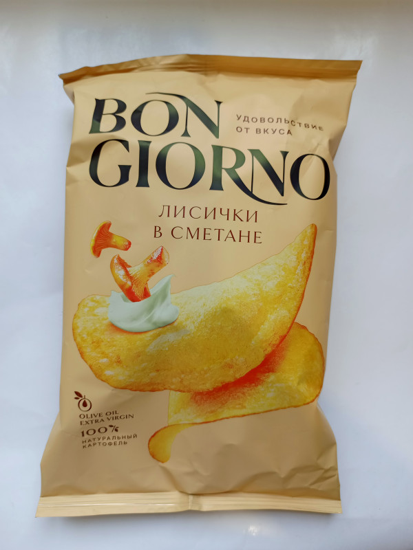 Чипсы из натур карт.Bon GIORNO.Лисички в сметане.80гр