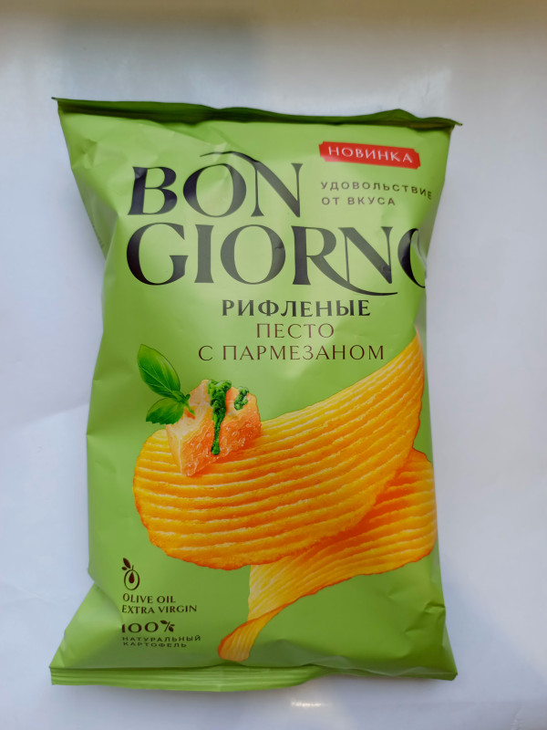 Чипсы из натур карт.Bon GIORNO.Песто с Пармезаном.80гр