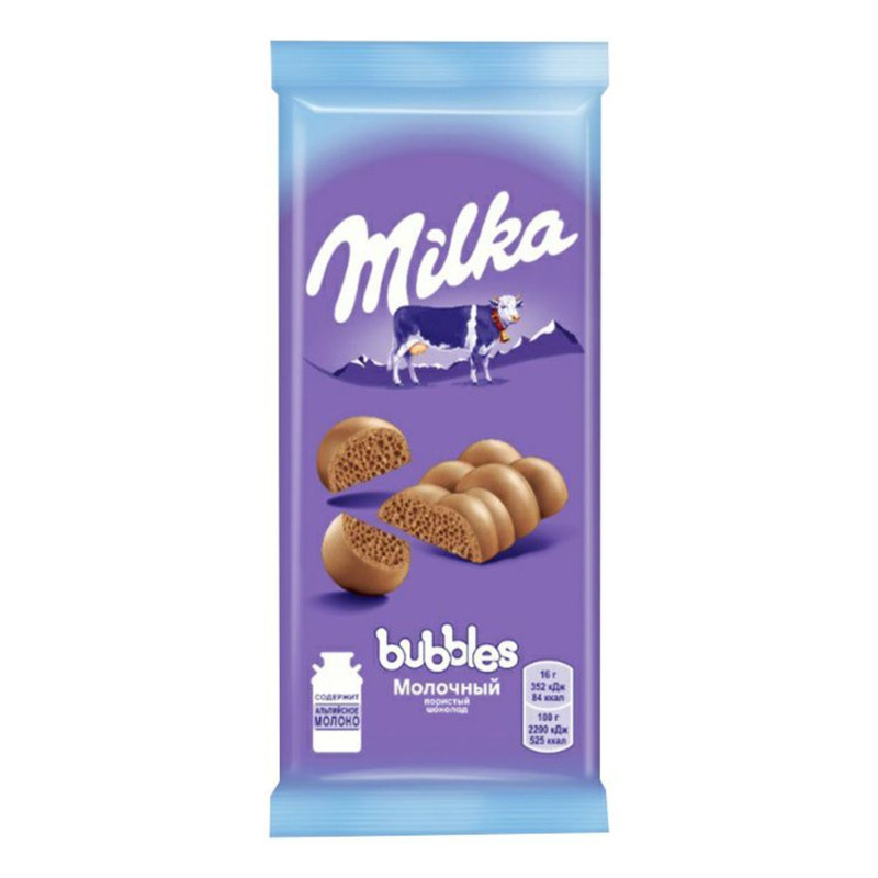 Шоколад Milka Bubbles молочный пористый 80г