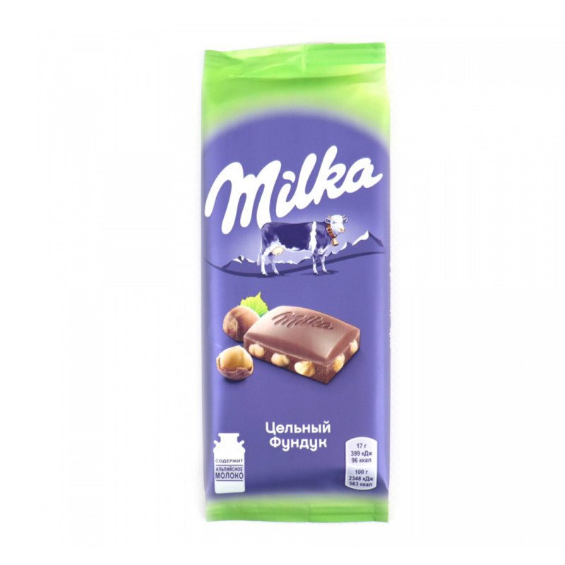 Шоколад молочный Milka Цельный фундук 100г
