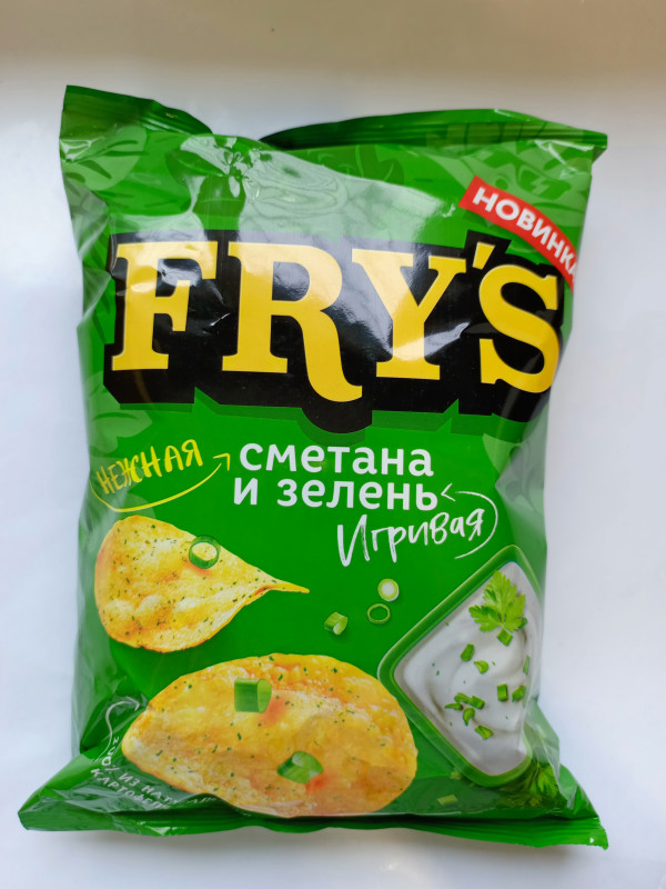 Чипсы FRY*S Нежная сметана и игривая зелень.130гр